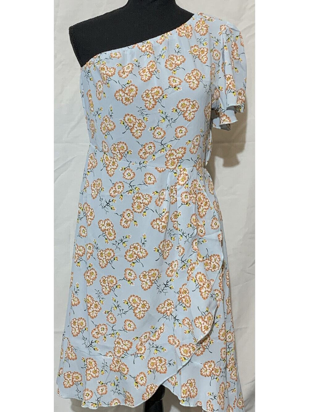 Tasamo One Shoulder Floral Summer Mini Dress Womens M